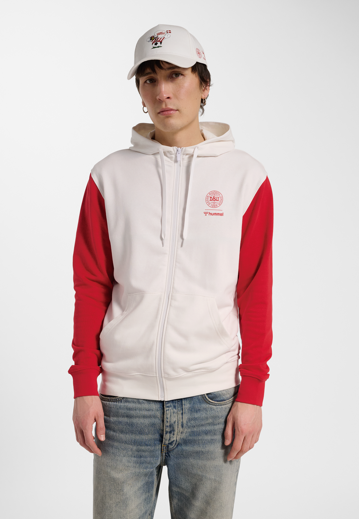 DBU 26 FAN RED-WHITE ZIP HOOD